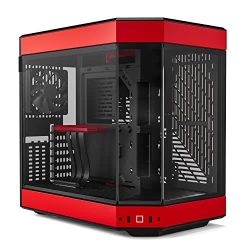 Image of HYTE Y60 Modern Aesthetic Dual Chamber Panoramic Tempered Glass Mid-Tower ATX Computer Gaming Case with PCIE 4.0 Riser Cable Included, Red (CS-HYTE-Y60-BR)