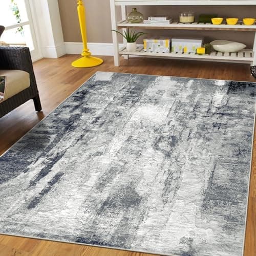 Image of Capslpad Modern Abstract Area Rug 120x180cm Washable Living Room Rug Non-slip Soft Carpet Short Pile Faux Wool Boho Art Floor Carpet for Living Room Bedroom Home Office Dining Room Kitchen Decor, Gery