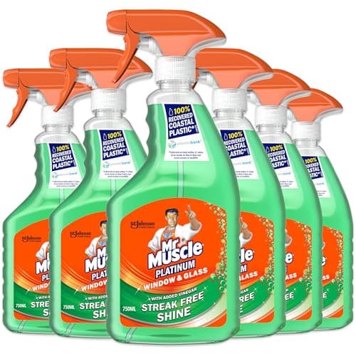 Image of Mr Muscle Platinum Window & Glass Cleaner Spray, Pack of 6 (6 x 750ml)