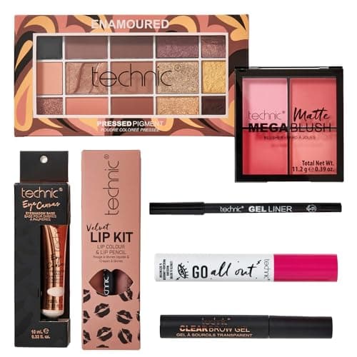 Image of Technic Enamoured Full Face Cosmetic 8 Piece Gift Set - Full Size Products for Eyes, Face & Lips - Perfect for Makeup Lovers - Vegan & Cruelty Free
