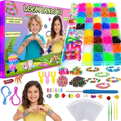 Image of Tuilful 6000+ Loom Bands Bracelet Making Kit with Beads, Charms, Tools & Storage Box – DIY Arts & Crafts Jewelry Making Set for Girls & Boys (6000+ Kit)