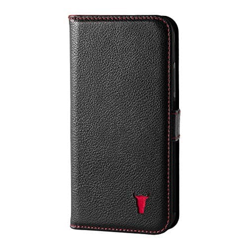 Image of TORRO Leather Case Compatible with iPhone X/iPhone XS – Genuine Leather Wallet Case/Cover with Card Holder and Stand Function (Black)