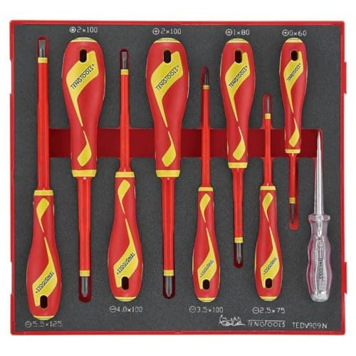 Image of Teng Tools TEDV909N 9 Piece EVA Foam Screwdriver Set 1000V Insulated Flat PH PZ