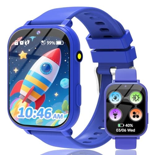 Image of clleylise Kids Smart Watch for Boys Girls - Smart Watch for Kids Fitness Watch with 18 Fun Games, 8MP Camera, Step Counter & Sleep Monitoring, Alarm, Flashlight, for Girls Boys (Blue 2)