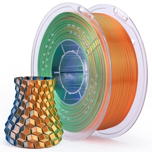 Image of ELEGOO Silk PLA Filament 1.75mm Triple Colours Blue Green Orange 1KG, Shiny Tri-Colour 3D Filament Dimensional Accuracy +/- 0.05mm, 1kg Spool(2.2lbs) Fits for Most FDM 3D Printers