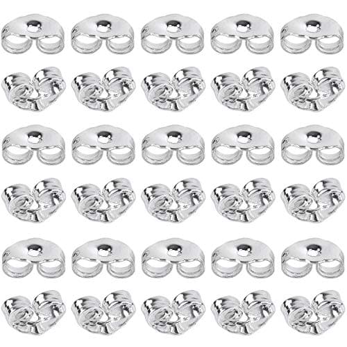 Image of SANNIX 30pcs/15 Pairs 925 Sterling Silver Earring Backs Replacement Secure Ear Lockings
