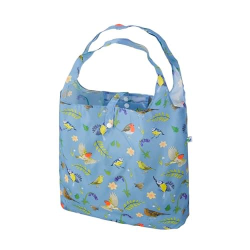Image of Eco Chic Lightweight Foldable Reusable Shopping Bag Water Resistant Tote Bag (RSPB Birds Blue)