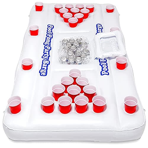 Image of GoPong Original Pool Party Barge Floating Beer Pong Table with Cooler and Cup Holders