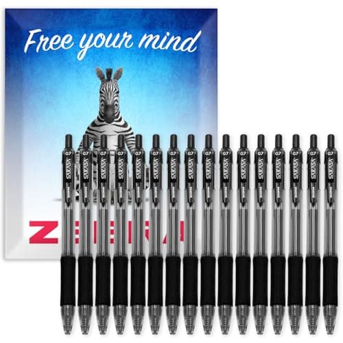 Image of Zebra Sarasa Pen - Retractable Gel Ink Rollerball Pens - 0.7mm Nib - in Envelope Gift Packaging - Set of 16 (Black)