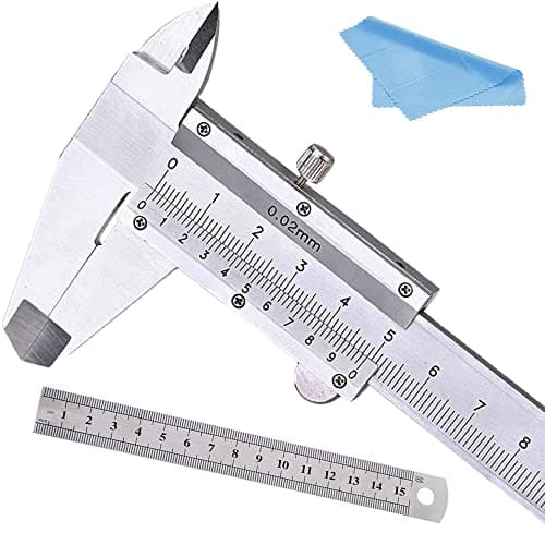 Image of Vernier Caliper 150MM 6” Stainless Steel Nabance Micrometer Measuring Tool Vernier Caliper with 15cm Steel Ruler and Cleaning Cloth