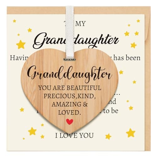 Image of Welsky Granddaughter Birthday Cards with Envelope, Birthday Card Granddaughter with Wooden Plaque, 11th 18th 21st Birthday Graduation Christmas Wedding Gifts for Granddaughters Girl Adult from Grandma