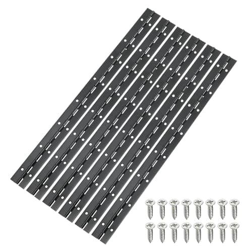 Image of sourcing map 16 Inch Continuous & Piano Hinges, 6pcs Stainless Steel Continuous Hinges with Holes, for Boat Cabinet Door Box Furniture, Black