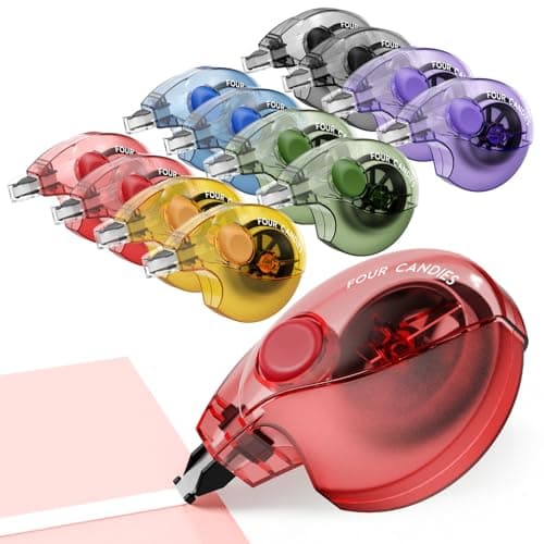Image of Four Candies Silent Correction Tape, White Correction Tape 12 Pack, 26.2ft, Ergonomic Easy-to-Use Applicator,Fast Clean Instant Corrections, Smooth High-Opacity Tear-Resistant Office & School Supplies