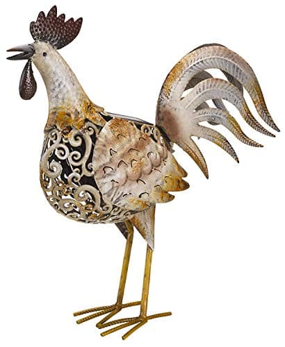 Image of Smart Solar Cockerel Metal Silhouette Garden Light, Iron, White and Colour LED, 44cm