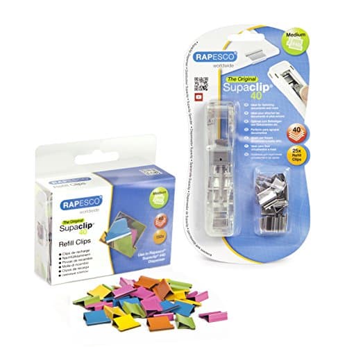 Image of Rapesco 1299A Supaclip 40 Kit, Dispenser with 25 Stainless Steel Clips and 150 Refill Clips in Assorted Colours