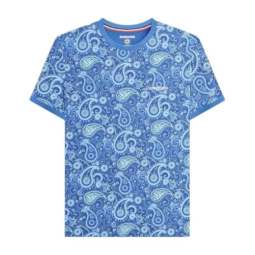 Image of Lambretta Mens Paisley Brand Short Sleeve T-Shirt - Dark Blue - S