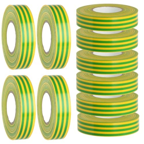 Image of Masterpart 33 Metre Green/Yellow Earth Electrical PVC Insulating Tape 19mm x 33m Pack Of 10