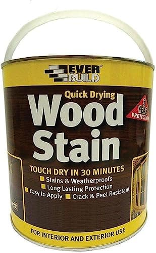 Image of Everbuild Satin Wood Stain – Indoor And Outdoor Use – Weatherproof – UV-Resistant – Quick Drying – Solvent Free – Rose Wood – 2.5 Litre