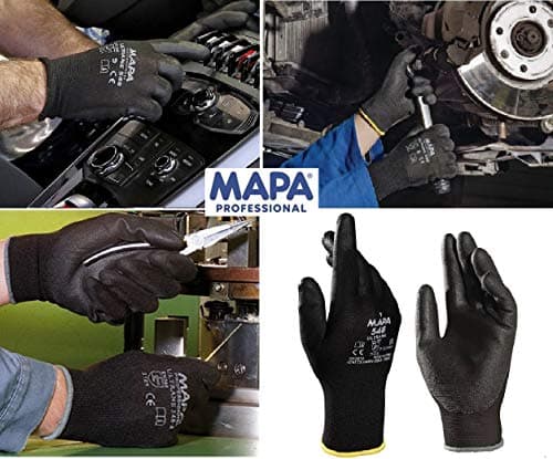 Image of Ultrane 548 Black Work Gloves Mens and Womens, Construction, Mechanics, Builders, Handling, Assembly, Multi-Purpose, Protective Hand Safety Size 8 Medium (1 Pair)