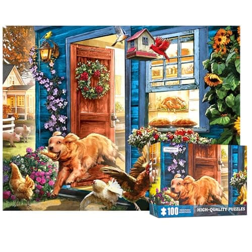 Image of 100 Pieces Puzzles for Adults Funny Dog Puzzle 100 Puzzles jigsaw puzzles for Adults The Great Escape 100 Puzzle Pieces for Seniors Teens Women Men Gifts