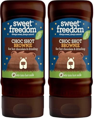 Image of Sweet Freedom - Choc Shot Brownie for Hot Chocolate & Drizzling - Only 13 Calories Per Teaspoon - for Milk Shakes, Desserts, Pancakes - Healthy Baking - Vegan & Plant Based - 320g, Pack of 2