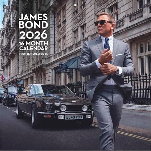 Image of Pyramid International JAMES BOND (Cars) 2026 Square Wall Calendar – Official 16-Month 007 Calendar Featuring Iconic Vehicles – Gift for Movie Buffs, Car Enthusiasts & Bond Fans