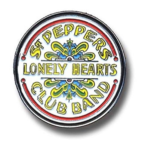 Image of The Beatles Sgt Pepper Drum Logo Official Chrome Pin Badge Accessory Size
