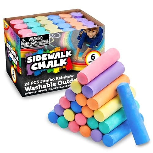 Image of JOYIN 24 PCS Washable Sidewalk Chalks Set Non-Toxic Jumbo Chalk for Schools, Outdoor Art Play, Paint on Chalkboard, Blackboard and Playground