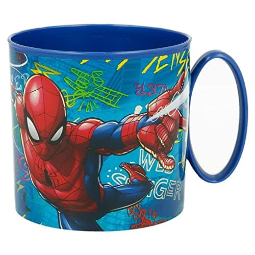 Image of Kids Character Cute Mini Mug 265ML Drinking Re-Usable Plastic Cup Microwave Safe (Spiderman Graffiti)