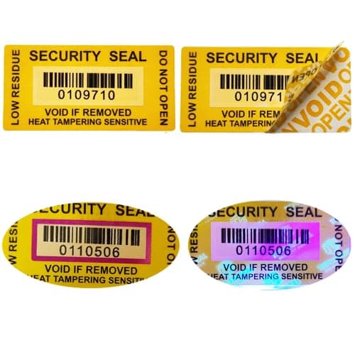 Image of TSPC SECSEAL 100pcs 25x50mm Heat Tampering Fluorescent Mark Low Residue Tamper Evident Anti Counterfeit Tamper Proof Stickers Labels Seals (1 x 2 Inches, Matte Yellow, Barcode Serial Number)