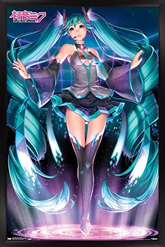 Image of Trends International Hatsune Miku - Projection Wall Poster, 14.725" x 22.375", Black Framed Version