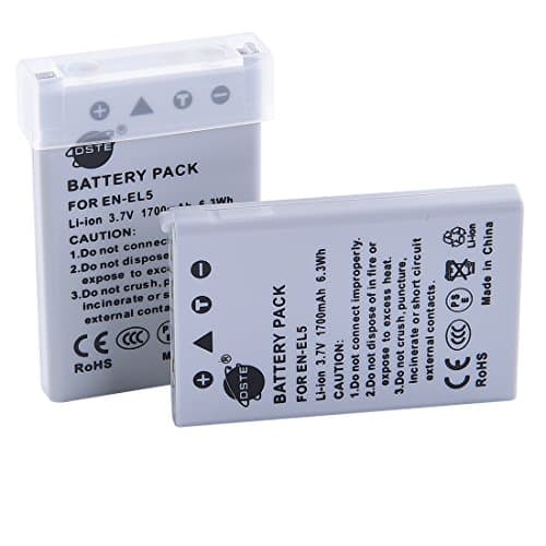 Image of DSTE® 2x EN-EL5 Rechargeable Li-ion Battery for Nikon Coolpix P510 P520 P530 P5100 P6000 S10 P3 P4 P80 P90 P100 P500 Digital Camera