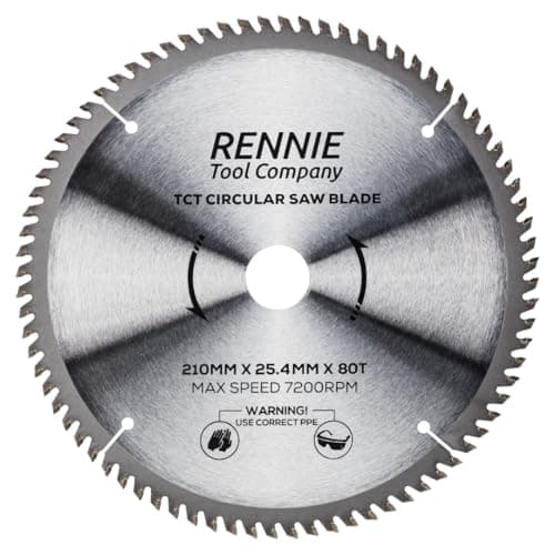 Image of Rennie Tools - 210mm x 80T x 25.4mm Bore TCT Circular Wood Saw Blade Fits Evolution Saws & Evolution Rage Saws. 210mm Saw Blade 25.4mm Bore With 80 Teeth