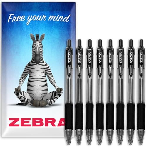Image of Zebra Sarasa Retractable Gel Ink Rollerball Pen - Fast Drying - 0.7mm - Black Ink - Pack of 8 Pens in Envelope Gift Packaging