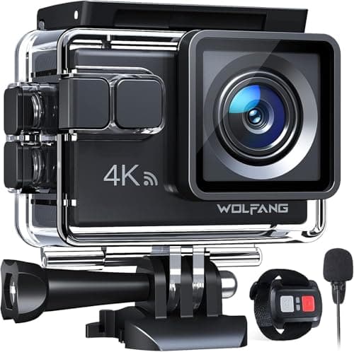 Image of WOLFANG Action Camera 4K 20MP GA100, Waterproof 40M Underwater Camera for Snorkeling, EIS Stabilization WiFi 170° Wide Angle Helmet Camera for Vlogging with External Microphone, Remote Control