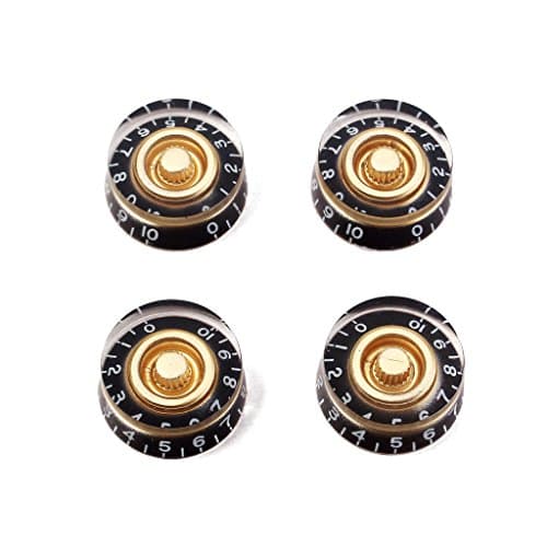 Image of Alnicov Black With Gold Guitar Speed Dial Knobs Control Knobs For Electric Guitar 4Pcs