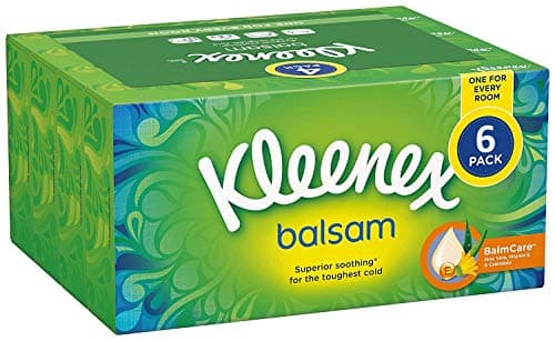 Image of Kleenex Balsam 3 Ply Facial Tissues Superior Soothing Balm Care, 384 Count, Pack of 6, COST270680(Packaging May Vary)