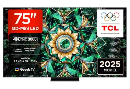 Image of TCL 75Q7C-UK QD-Mini LED TV, 4K HDR Premium 2600, Smart TV Powered by Google TV (Dolby Vision IQ & Atmos, HVA Panel, Audio by Bang & Olufsen, 144Hz Motion Clarity Pro)