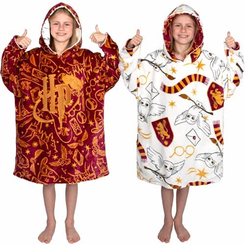 Image of Harry Potter Oversized Hoodie Blanket Kids Teens Reversible Super Soft Warm Fleece Hoodie Gryffindor One Size Gift for Girls