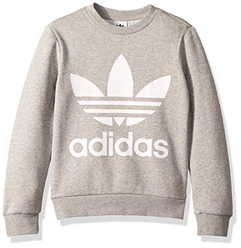 Image of adidas Originals Boys' Big Trefoil Crew, Medium Grey Heather/White, L