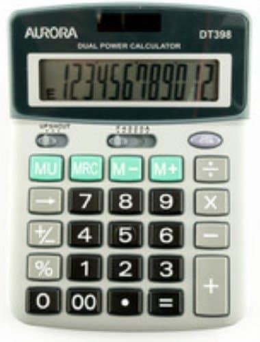 Image of Aurora DT398 Semi Desktop Calculator (Stylish Executive Model), grey
