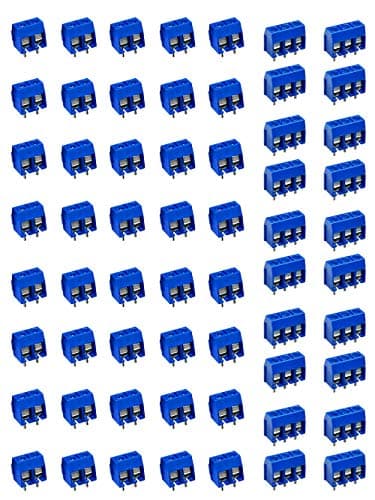 Image of Hyamass 60pcs 5mm Pitch 2 Pin & 3 Pin PCB Mount Screw Terminal Block Connector for Arduino (40 x 2 Pin, 20 x 3 Pin)（Blue）