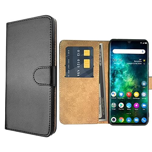 Image of SDTEK Case Compatible with TCL 10 Pro, Leather Wallet Flip Book Folio Wallet View Phone Cover Stand (Black)