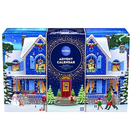 Image of NIVEA Advent Calendar 2025 (24 Products), Women’s Gift Set, Includes Moisturiser, Face Masks, Lip Balms, Body Cream, Shower Gel, Anti-Perspirant and More, Complete Skincare Set