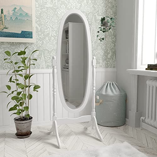 Image of Vida Designs Nishano Cheval Mirror Free Standing Full Length Floor Standing Dressing Mirror Adjustable Bedroom Furniture Wooden, White