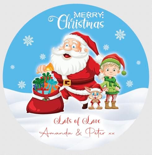 Image of Christmas Personalised Chocolate Sticker for Tubs/Tins of Roses, Heroes & Celebrations Chocolates V2