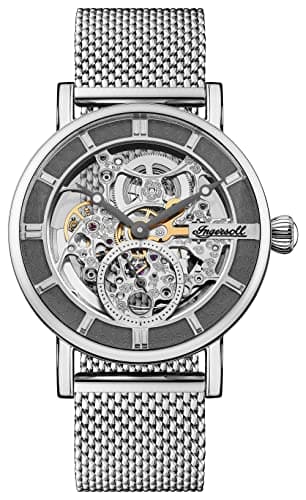 Image of Ingersoll The Herald Mens 40mm Automatic Watch with Skeleton Dial and Milanese Mesh Bracelet I00405