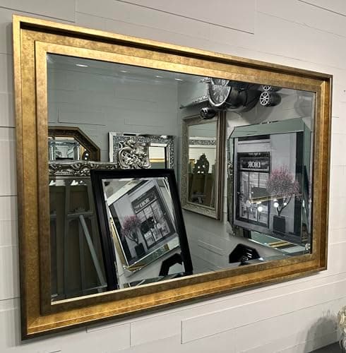 Image of Fabulous Mirrors Large Antique Gold Hockney Wall Mirror Contemporary Design - Hockney - Choose your size (104cm x 74cm)