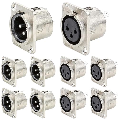 Image of HAAMNING7 XLR 3-Pin Socket Audio Adapter Connector, XLR 3-Pin Male Plug Socket Panel Mount Adapter & XLR 3-Pin Female Plug Socket Panel Mount Adapter for Microphone (10 Pack)