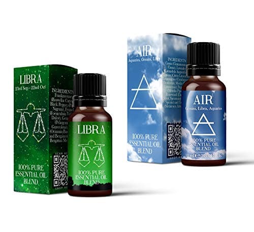 Image of Mystix London | Air Element & Libra Zodiac Essential Oil Blend Twin Pack | 2×10 ml | 100% Pure & Natural | Aromatherapy for Balance & Clarity | Vegan, GMO Free